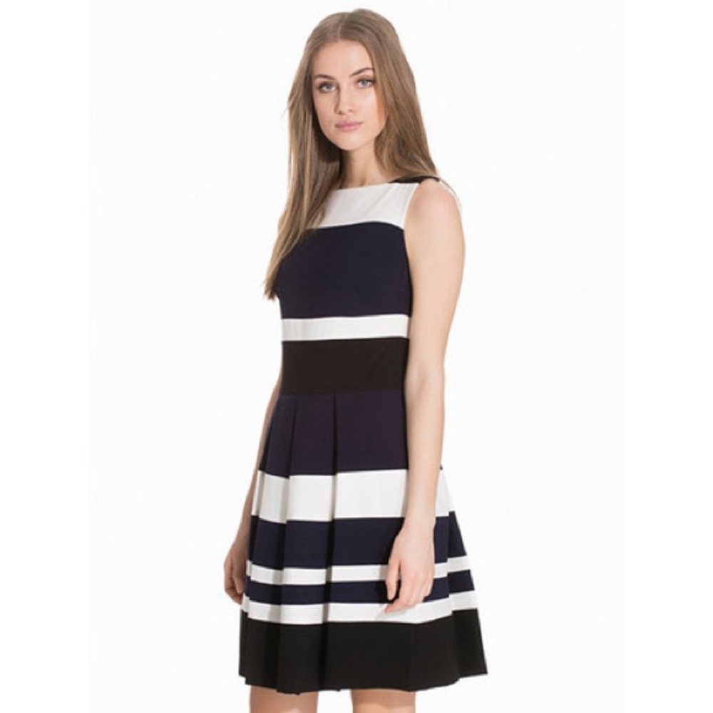 PRICE DROP: Lauren RL navy/white striped Fit and Flare Dress
